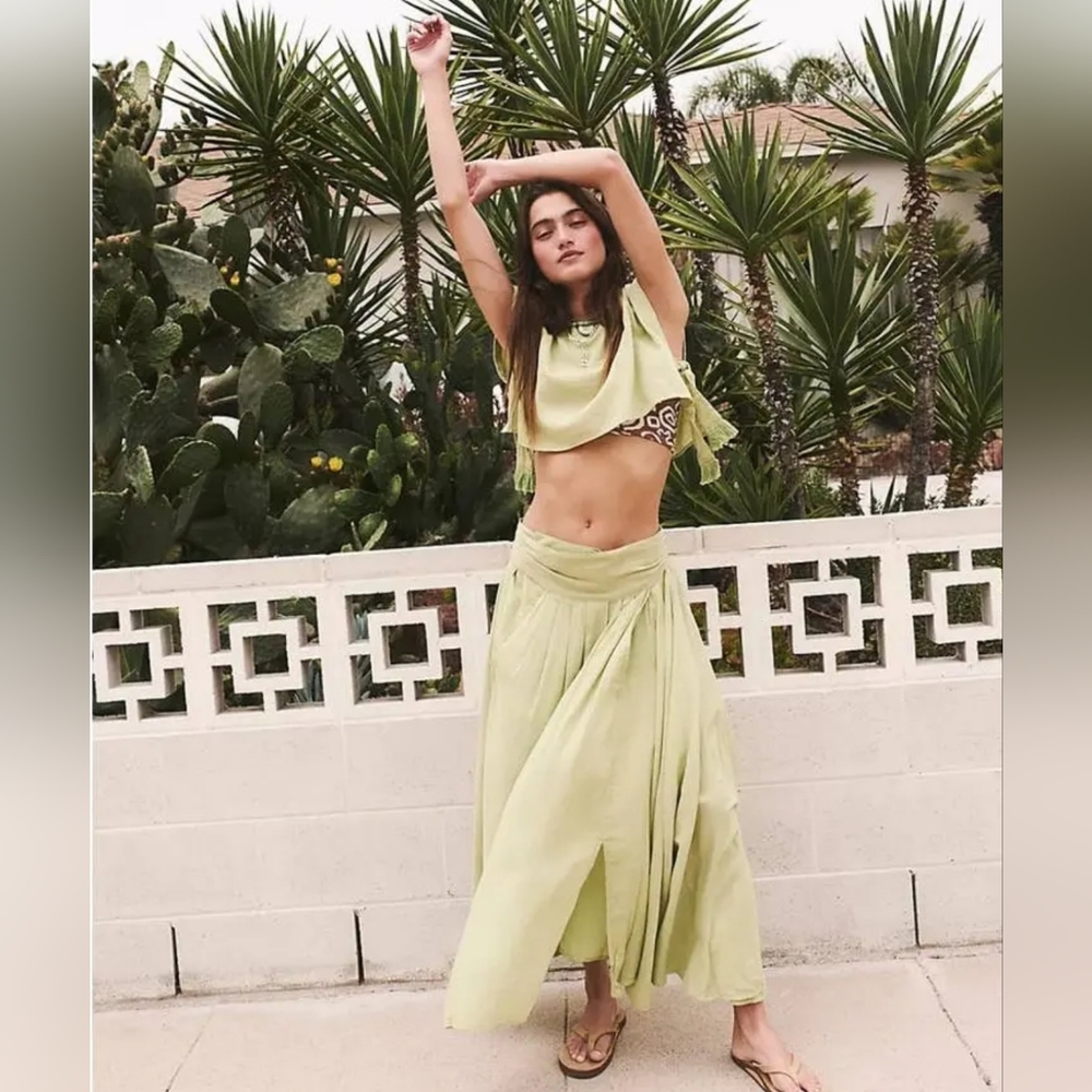 Free People Light Green Maxi Skirt Set